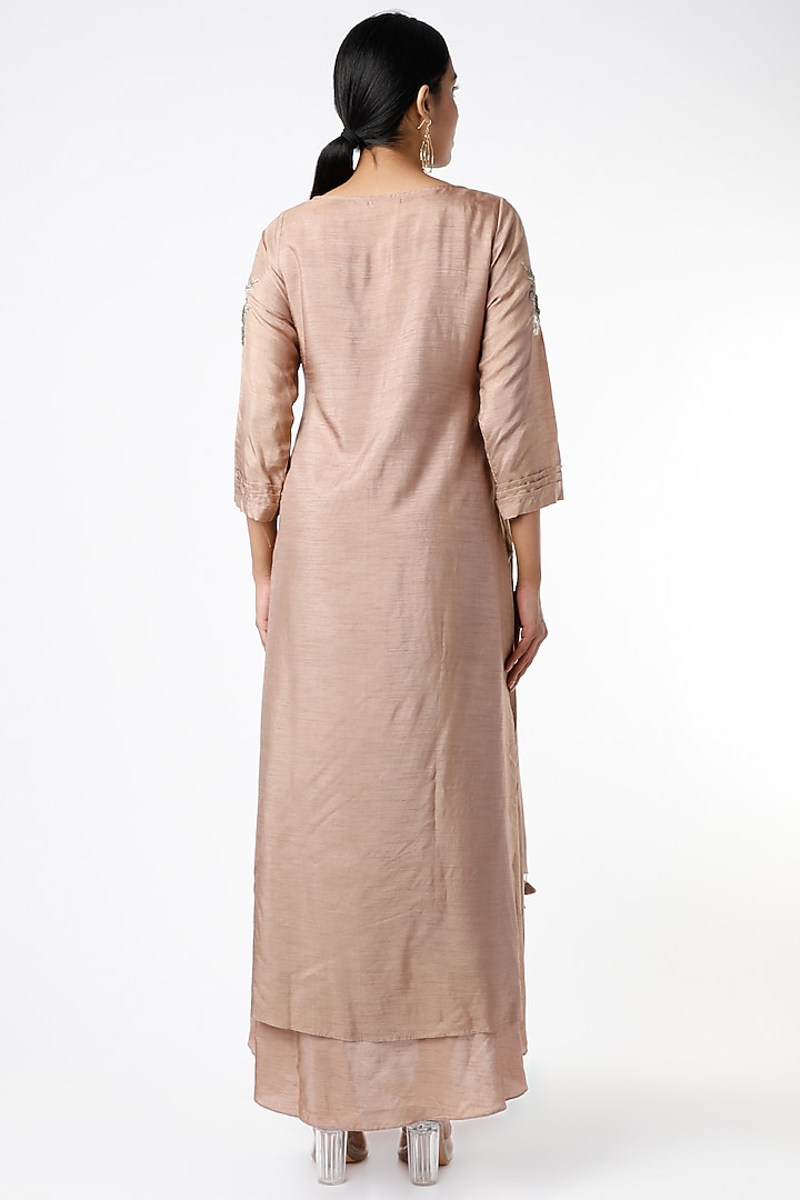 Brown Embroidered Layered Tunic by zeel doshi thakkar at Pernia's Pop Up Shop