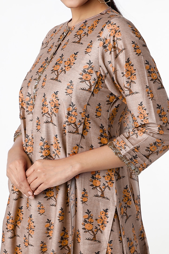 Brown Silk Layered Tunic by zeel doshi thakkar at Pernia's Pop Up Shop