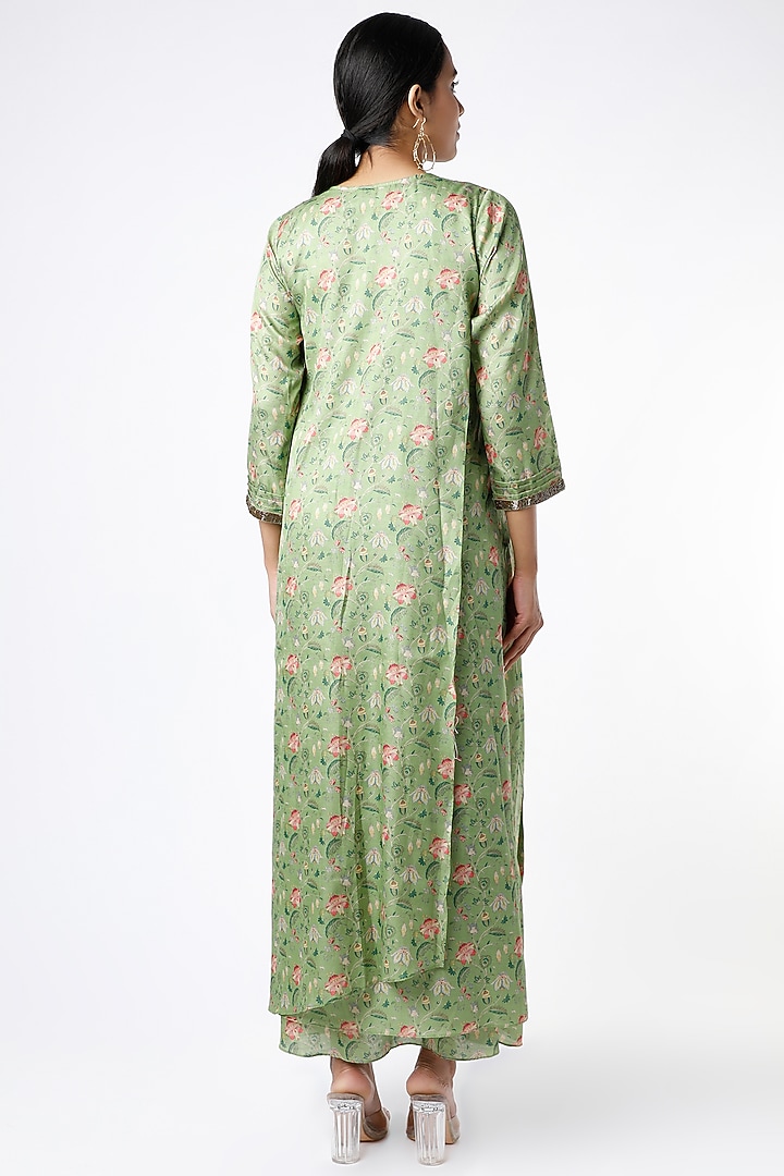 Emerald Green Silk Layered Tunic by zeel doshi thakkar at Pernia's Pop Up Shop