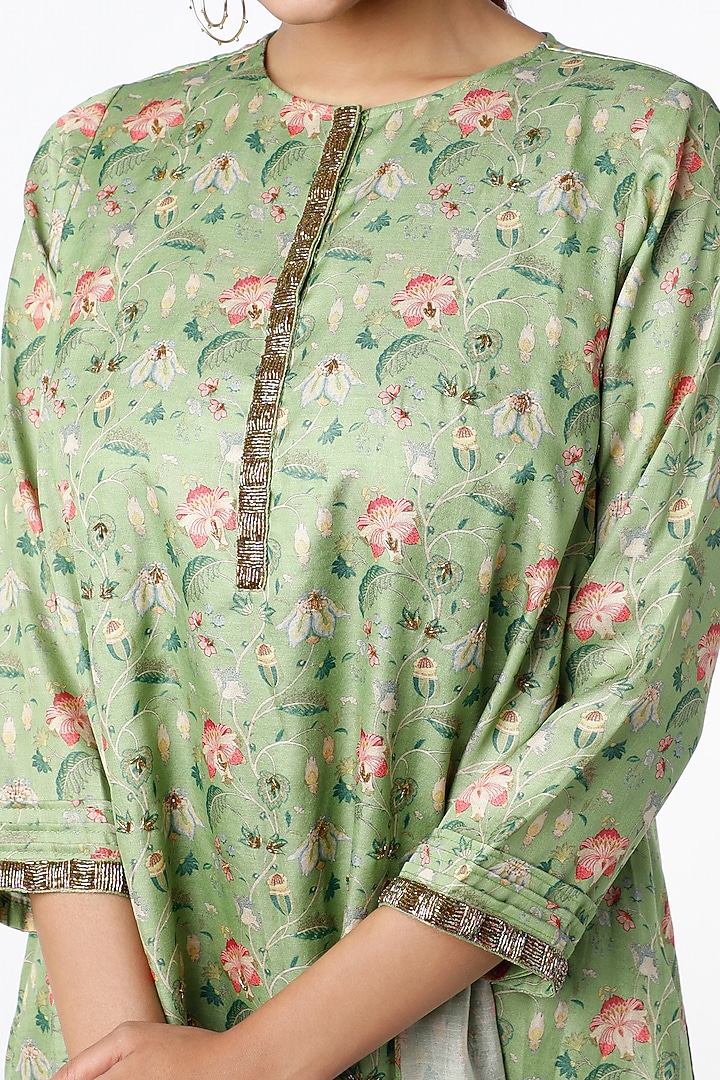 Emerald Green Silk Layered Tunic by zeel doshi thakkar at Pernia's Pop Up Shop