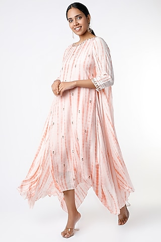 Red Silk Layered Tunic by zeel doshi thakkar