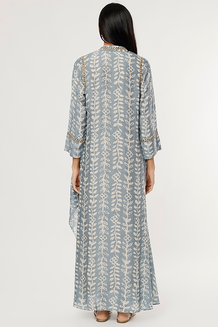 Sky Blue Taffeta Silk Draped Long Summer Dress by zeel doshi thakkar at Pernia's Pop Up Shop