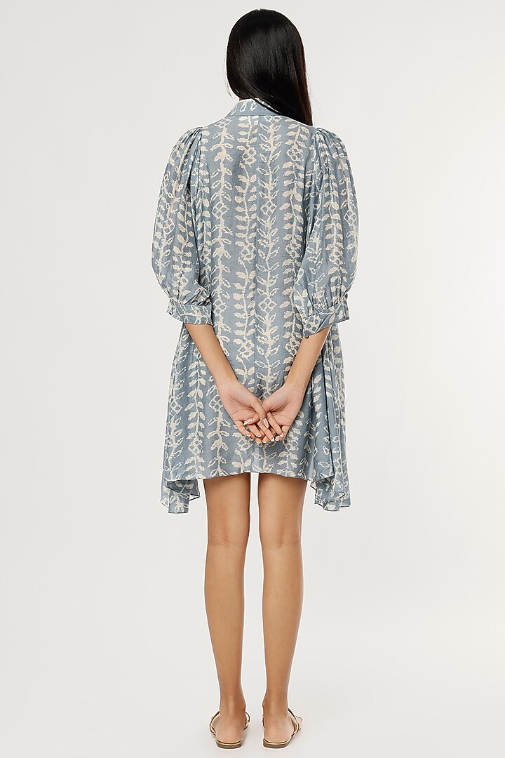 Sky Blue Embroidered Short Smocked Kurta by zeel doshi thakkar at Pernia's Pop Up Shop
