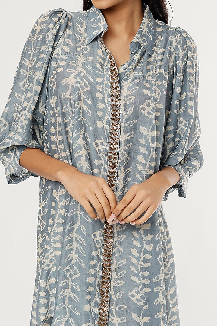 Sky Blue Embroidered Short Smocked Kurta by zeel doshi thakkar at Pernia's Pop Up Shop
