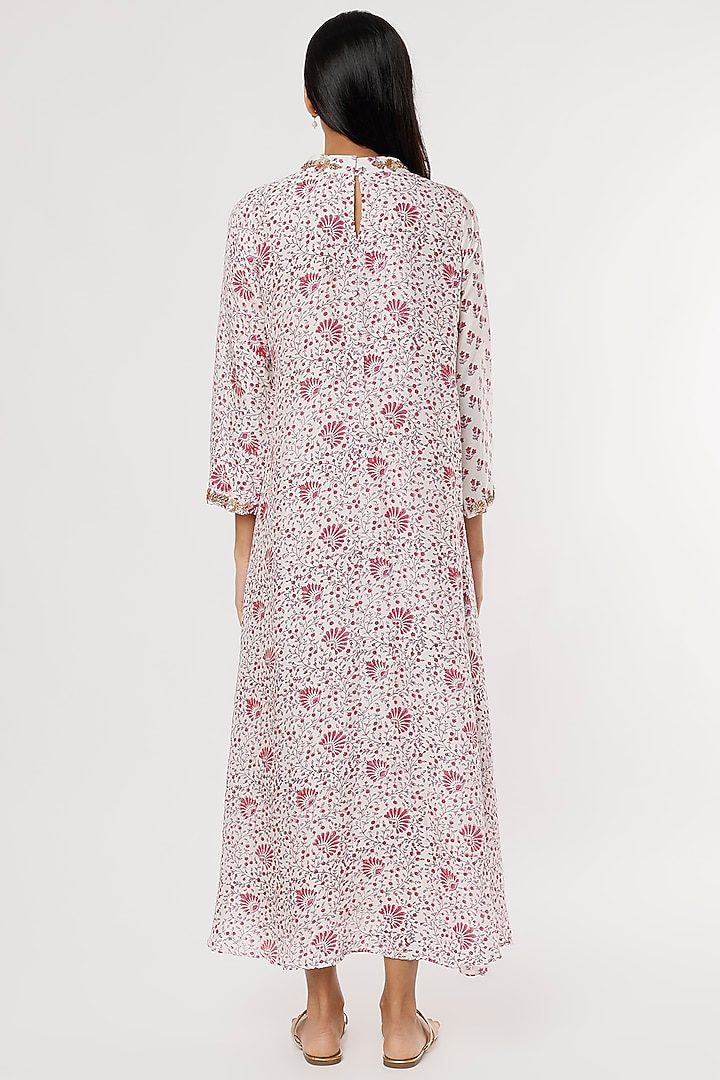 Blush Pink Embroidered Half & Half Tunic by zeel doshi thakkar at Pernia's Pop Up Shop