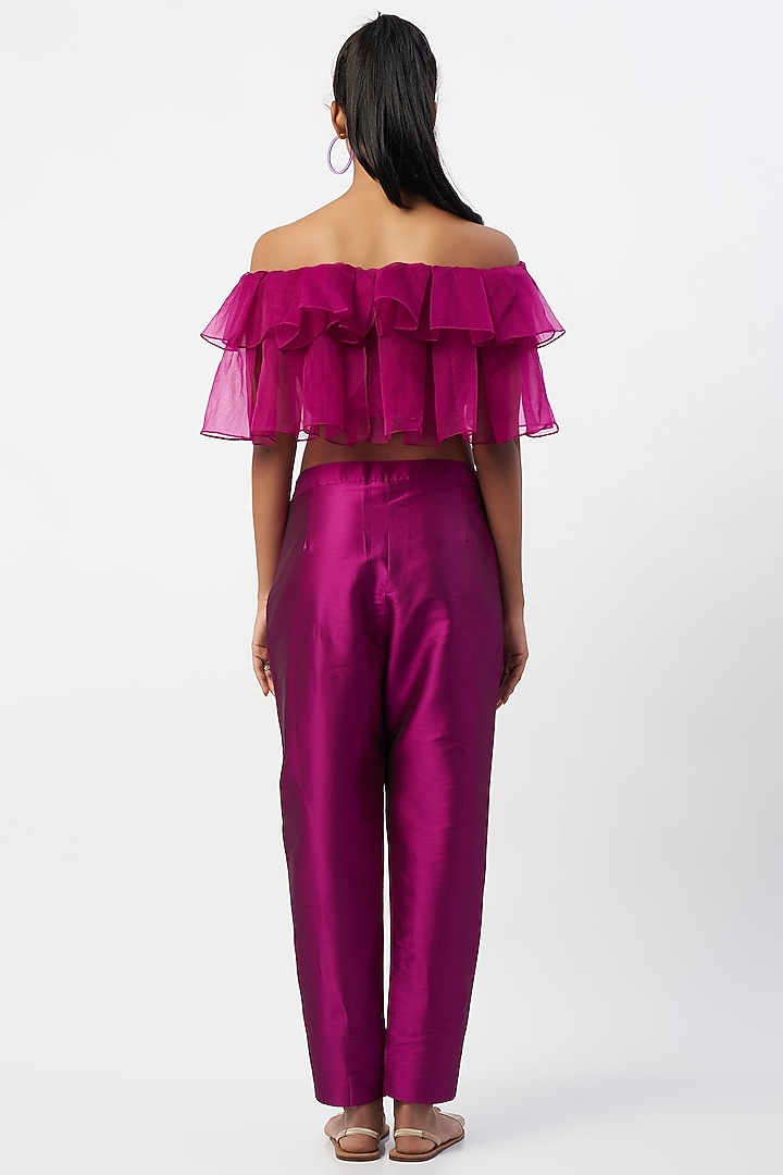 Purple Taffeta Silk Pant Set by zeel doshi thakkar at Pernia's Pop Up Shop