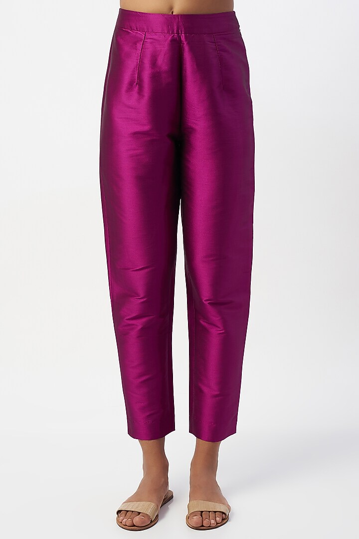 Purple Taffeta Silk Pant Set by zeel doshi thakkar at Pernia's Pop Up Shop