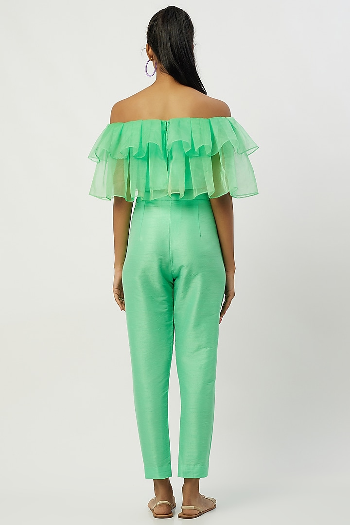 Mint Green Taffeta Silk Pant Set by zeel doshi thakkar at Pernia's Pop Up Shop