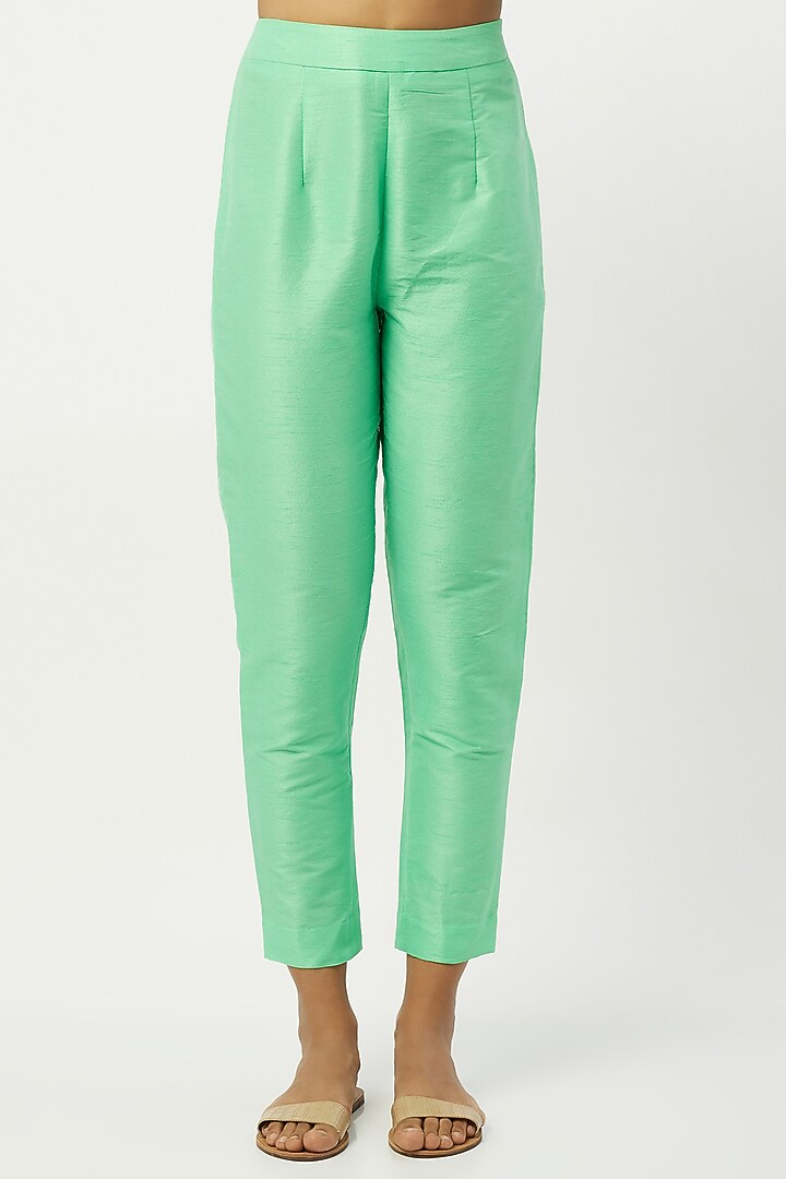 Mint Green Taffeta Silk Pant Set by zeel doshi thakkar at Pernia's Pop Up Shop