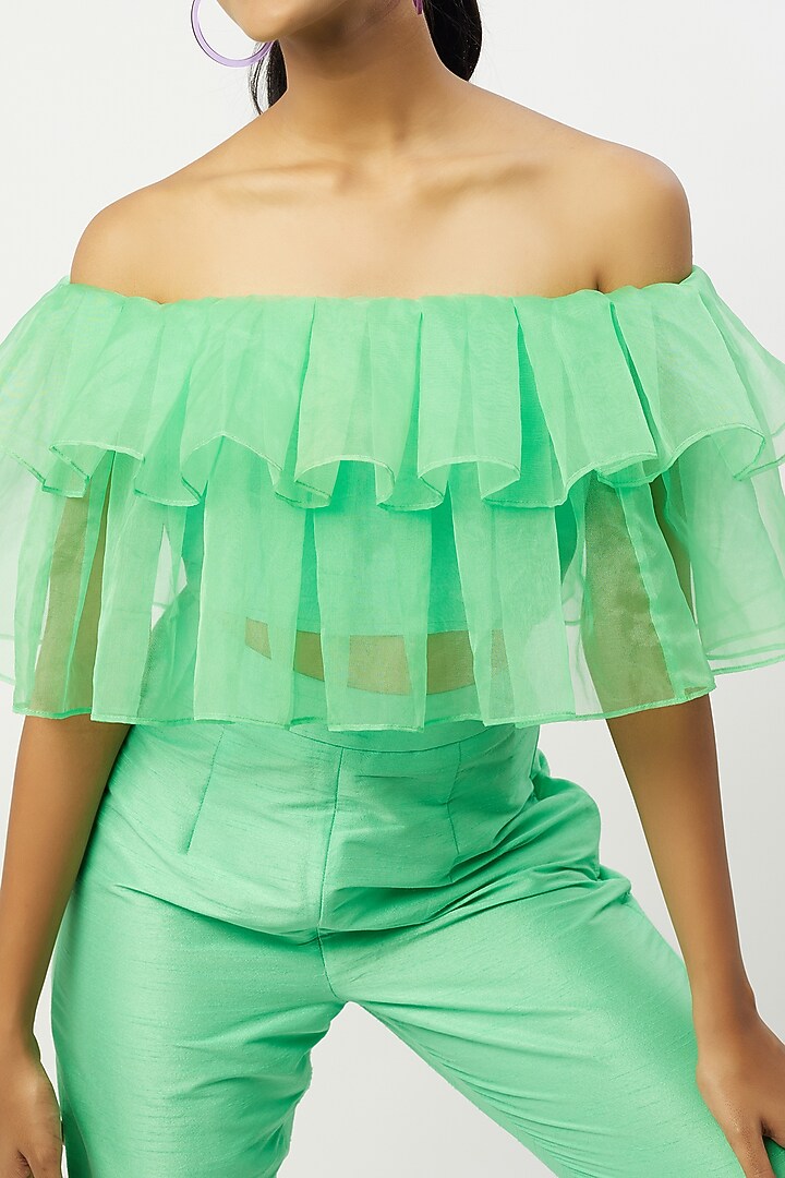 Mint Green Taffeta Silk Pant Set by zeel doshi thakkar at Pernia's Pop Up Shop