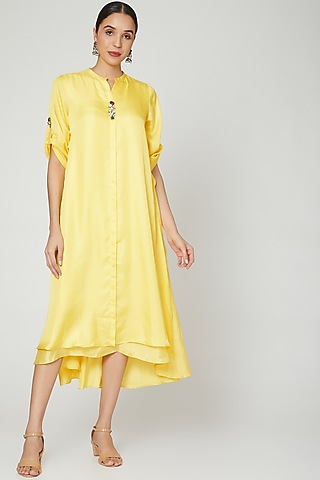 Yellow Layered Tunic Dress by zeel doshi thakkar