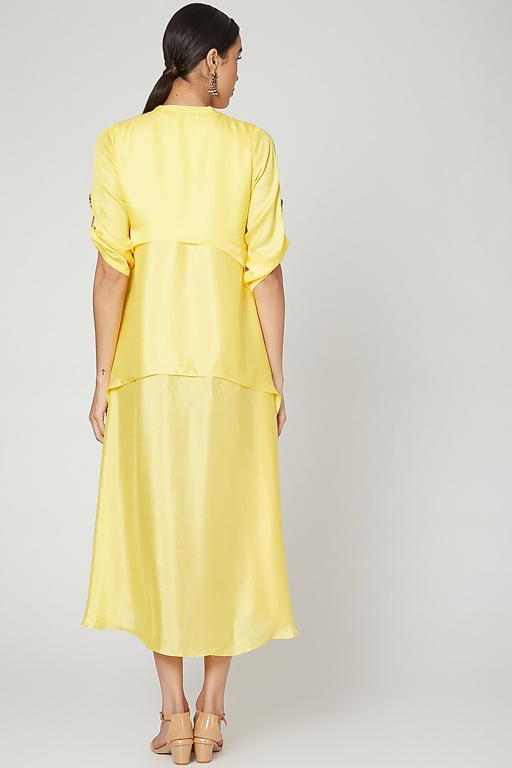 Yellow Layered Tunic Dress by zeel doshi thakkar at Pernia's Pop Up Shop