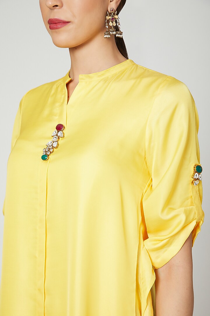 Yellow Layered Tunic Dress by zeel doshi thakkar at Pernia's Pop Up Shop