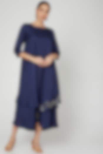 Cobalt Blue Layered Cape Dress by zeel doshi thakkar at Pernia's Pop Up Shop