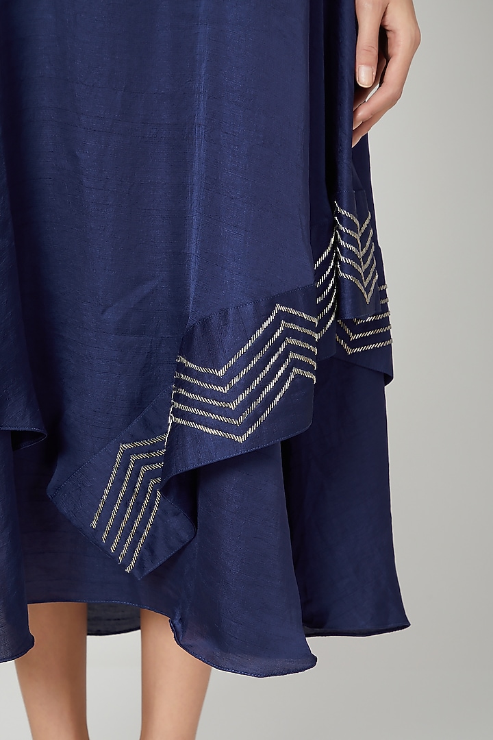 Cobalt Blue Layered Cape Dress by zeel doshi thakkar at Pernia's Pop Up Shop