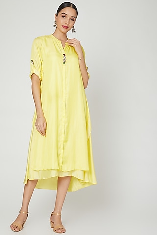 Yellow Tunic Dress With Layers by zeel doshi thakkar