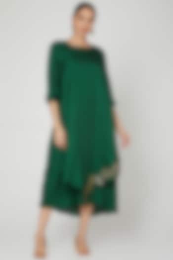 Mehendi Green Cape Tunic Dress by zeel doshi thakkar