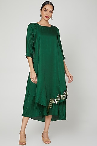 Mehendi Green Cape Tunic Dress by zeel doshi thakkar
