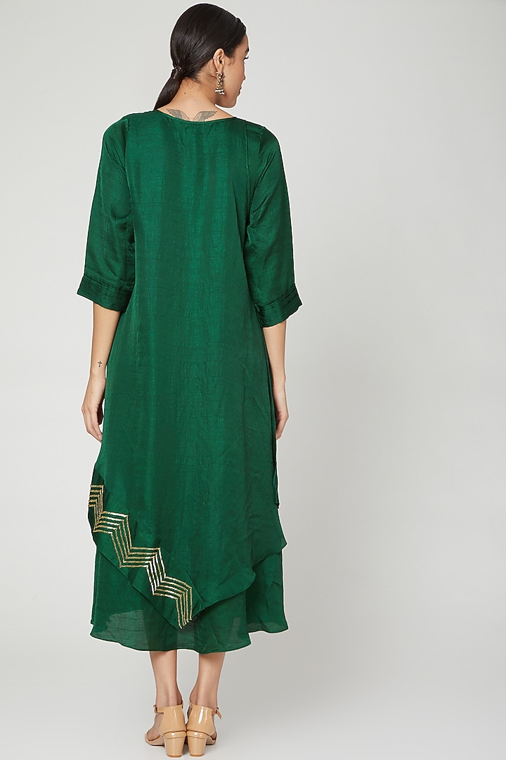 Mehendi Green Cape Tunic Dress by zeel doshi thakkar at Pernia's Pop Up Shop