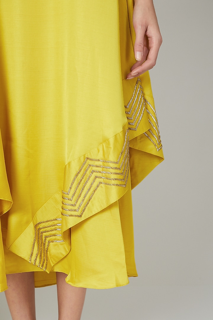 Yellow Layered Tunic Dress With Tie-Up by zeel doshi thakkar at Pernia's Pop Up Shop