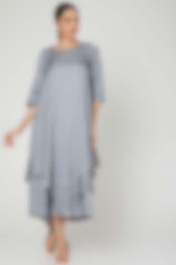 Grey Cape Tunic Dress With Tie-Up by zeel doshi thakkar at Pernia's Pop Up Shop