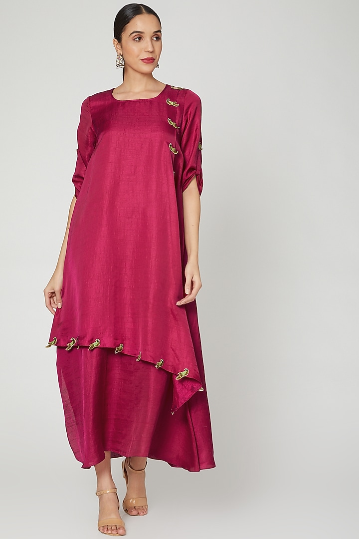 Pink Parrot Layered Tunic Dress by zeel doshi thakkar at Pernia's Pop Up Shop