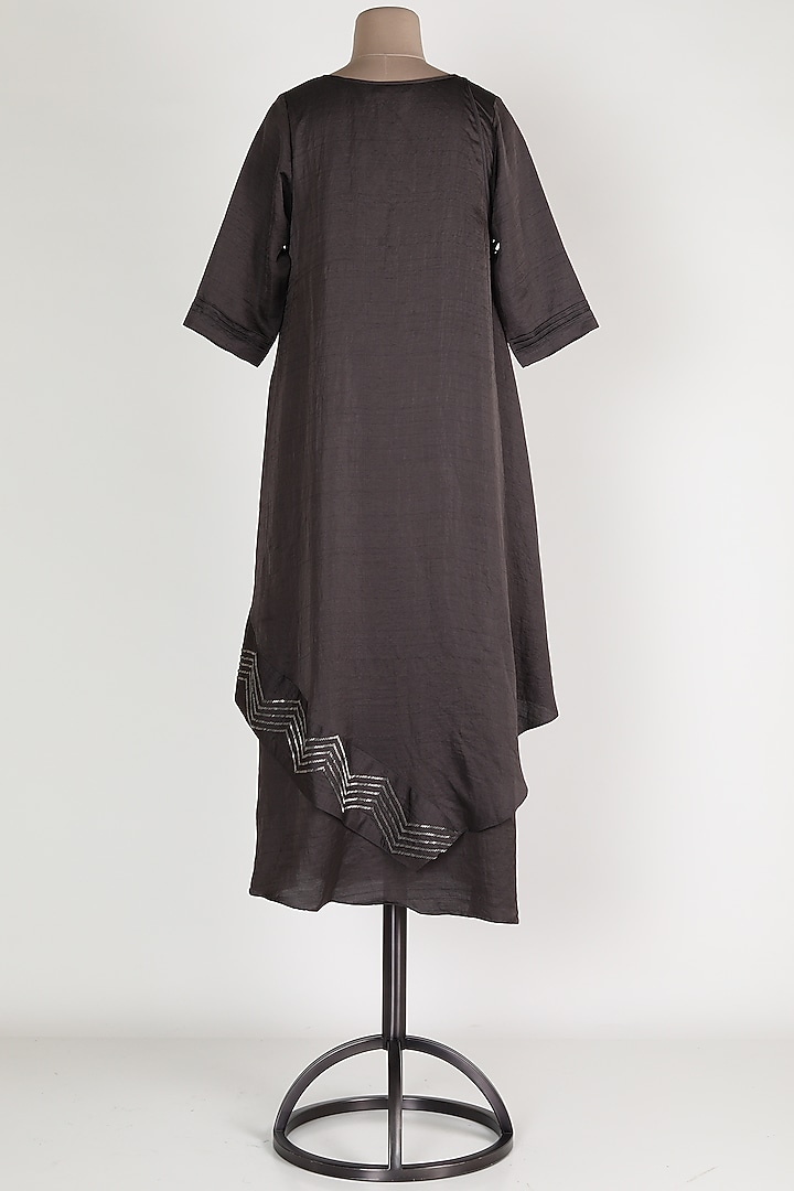 Black Embroidered Tunic With Tie-Up by zeel doshi thakkar at Pernia's Pop Up Shop