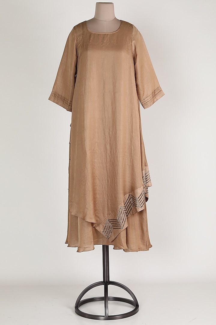 Copper Embroidered Tunic With Tie-Up by zeel doshi thakkar