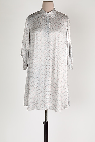White Embroidered Shirt Tunic by zeel doshi thakkar