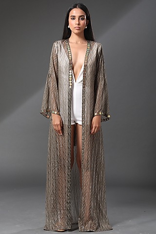 Greenish-Gold Embroidered Cover-Up by Zeefaa