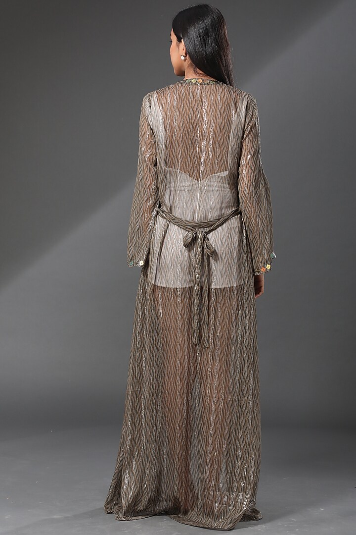 Greenish-Gold Embroidered Cover-Up by Zeefaa at Pernia's Pop Up Shop