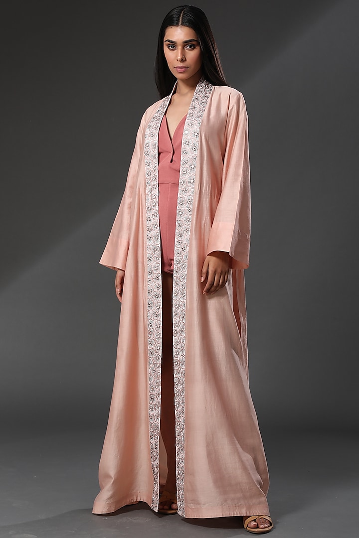 Peach Embroidered Cover-Up by Zeefaa