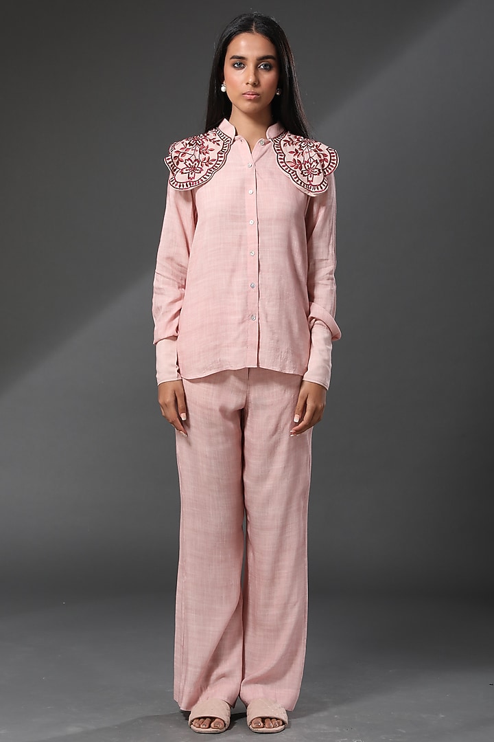 Blush Pink Melbourne Cotton Pant Set by Zeefaa at Pernia's Pop Up Shop