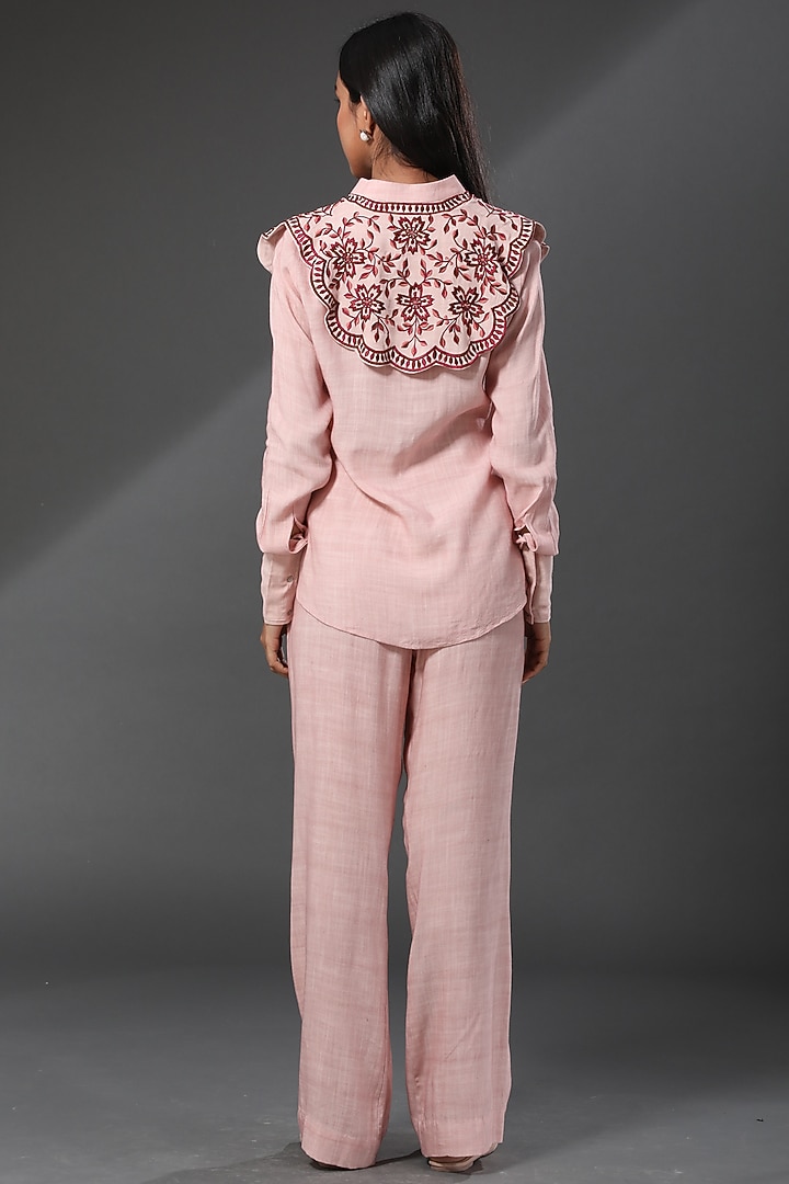 Blush Pink Melbourne Cotton Pant Set by Zeefaa at Pernia's Pop Up Shop