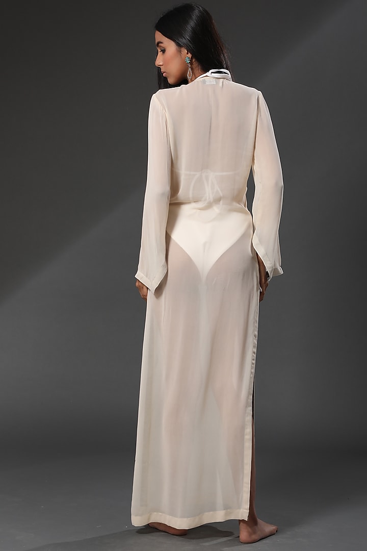 White Georgette Beach Cover-Up by Zeefaa at Pernia's Pop Up Shop