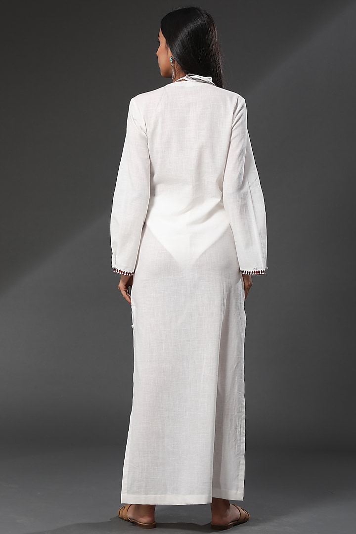 White Embroidered Kaftan by Zeefaa at Pernia's Pop Up Shop