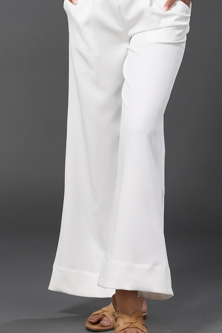 White Crepe Pants by Zeefaa at Pernia's Pop Up Shop
