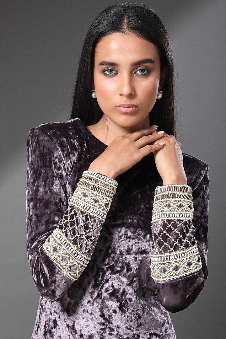 Purple Velvet Mini Summer Dress by Zeefaa at Pernia's Pop Up Shop