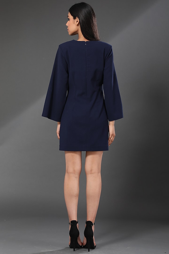 Dark Navy Blue Crepe Mini Summer Dress by Zeefaa at Pernia's Pop Up Shop