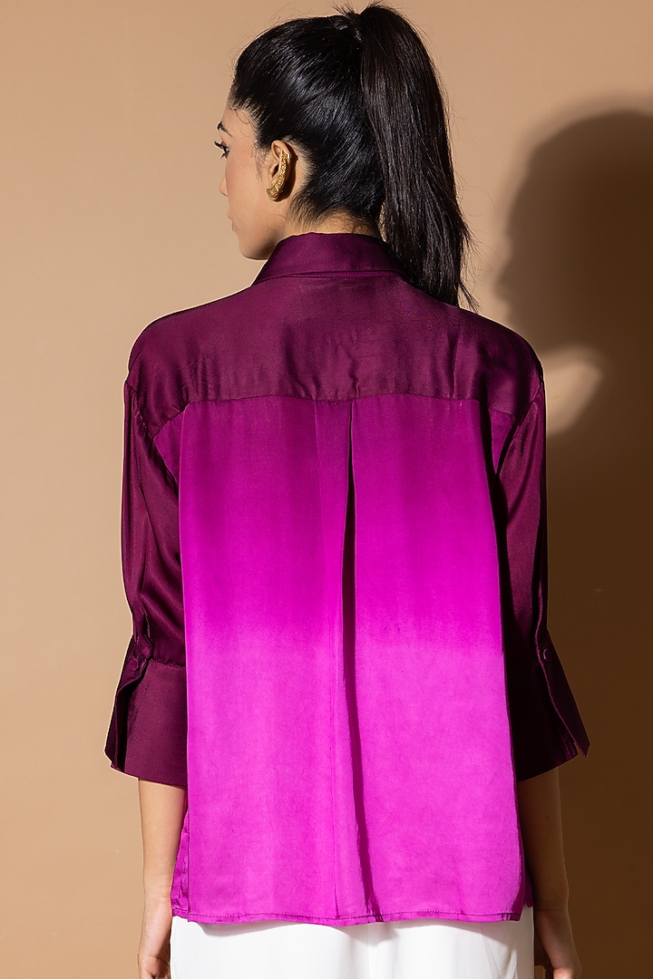 Purple Modal Satin Sequins Embellished Shirt by Zeefaa at Pernia's Pop Up Shop