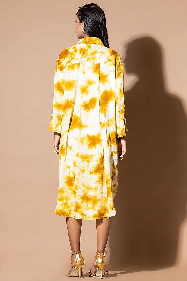 Mustard Modal Satin Tie-Dye Vacation Shirt Dress by Zeefaa at Pernia's Pop Up Shop