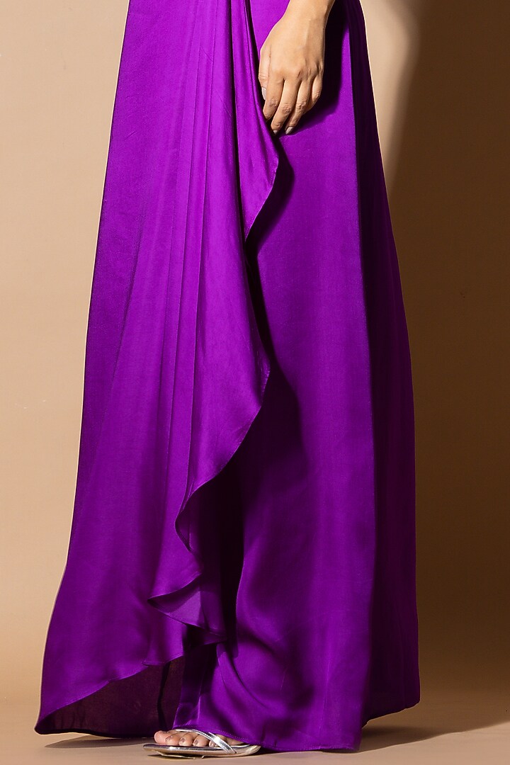 Purple Modal Satin Wrap Skirt by Zeefaa at Pernia's Pop Up Shop