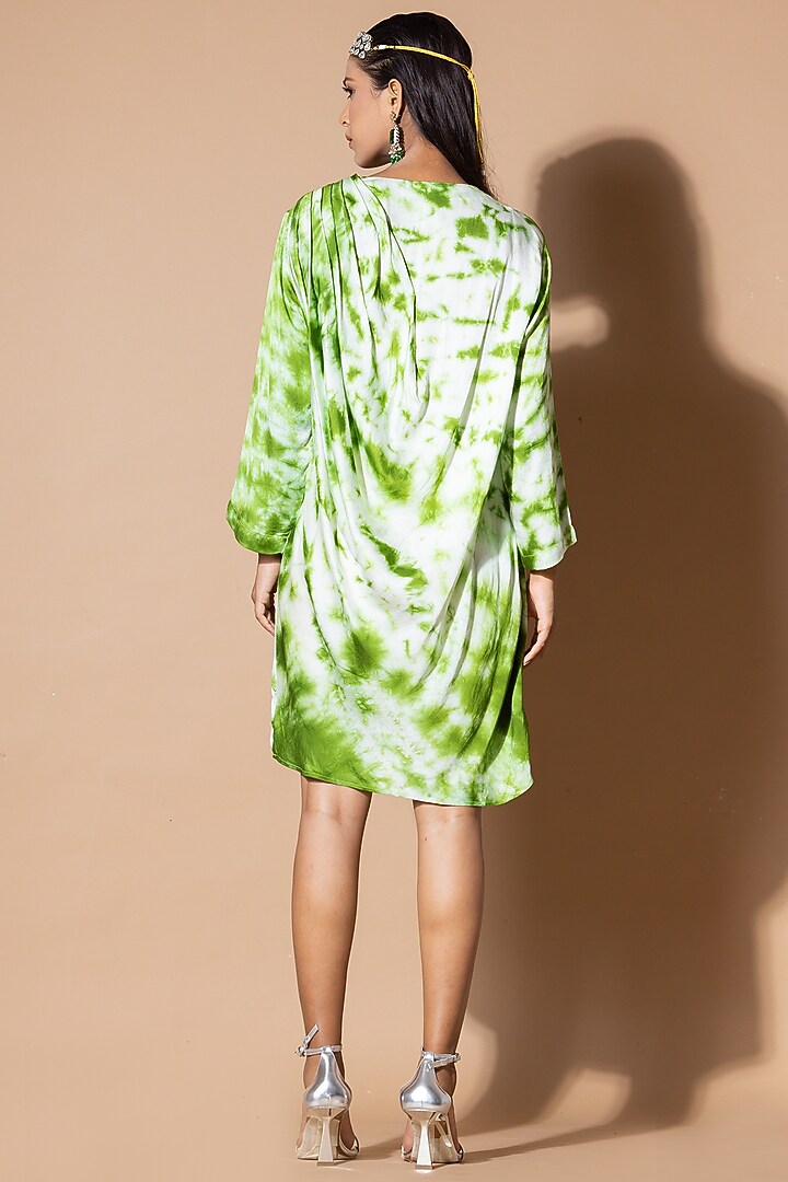 Green Modal Satin Tie-Dye Summer Dress by Zeefaa at Pernia's Pop Up Shop