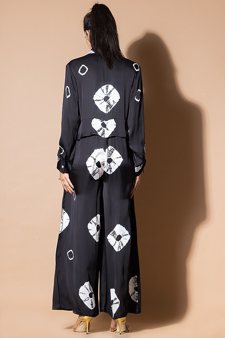 Black Onyx Modal Satin Tie-Dye Jumpsuit by Zeefaa at Pernia's Pop Up Shop