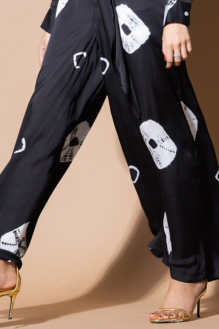 Black Onyx Modal Satin Tie-Dye Jumpsuit by Zeefaa at Pernia's Pop Up Shop
