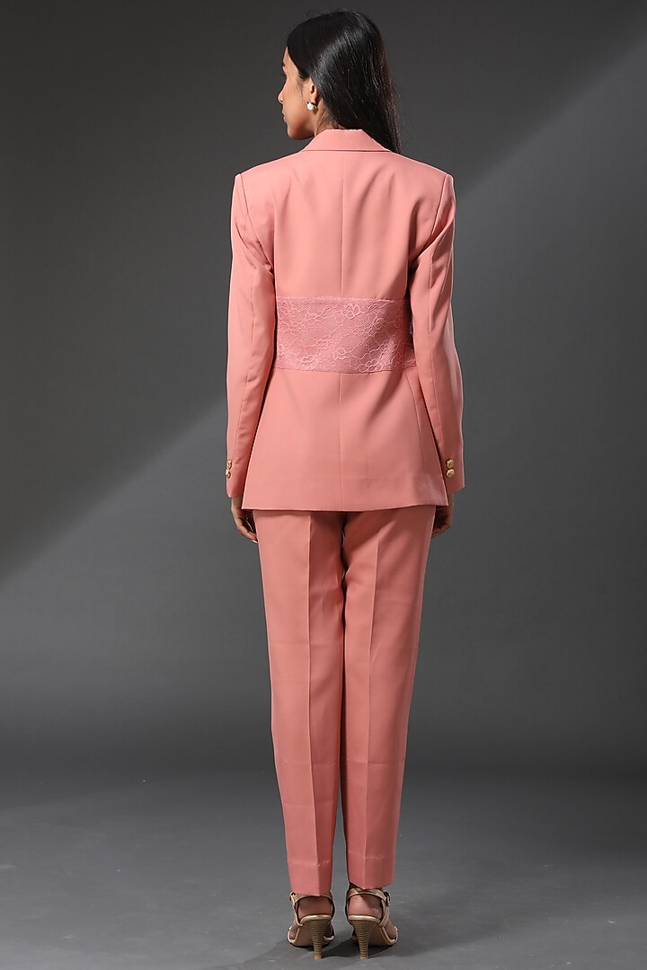 Burnt Coral Embellished Blazer by Zeefaa at Pernia's Pop Up Shop