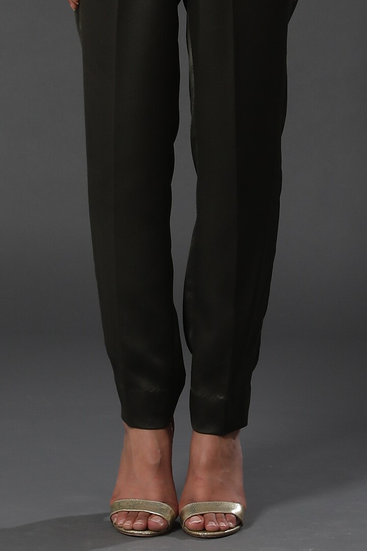 Midnight Green French Satin Pant by Zeefaa at Pernia's Pop Up Shop
