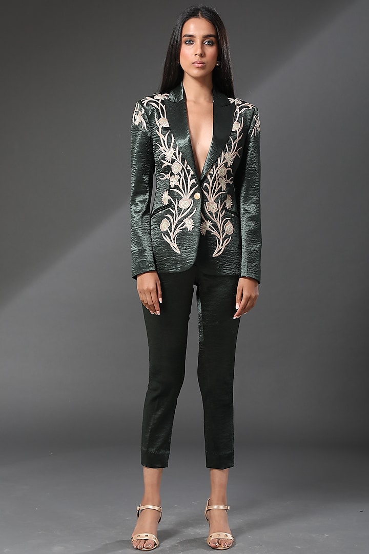 Metallic Gold Embellished Blazer by Zeefaa at Pernia's Pop Up Shop