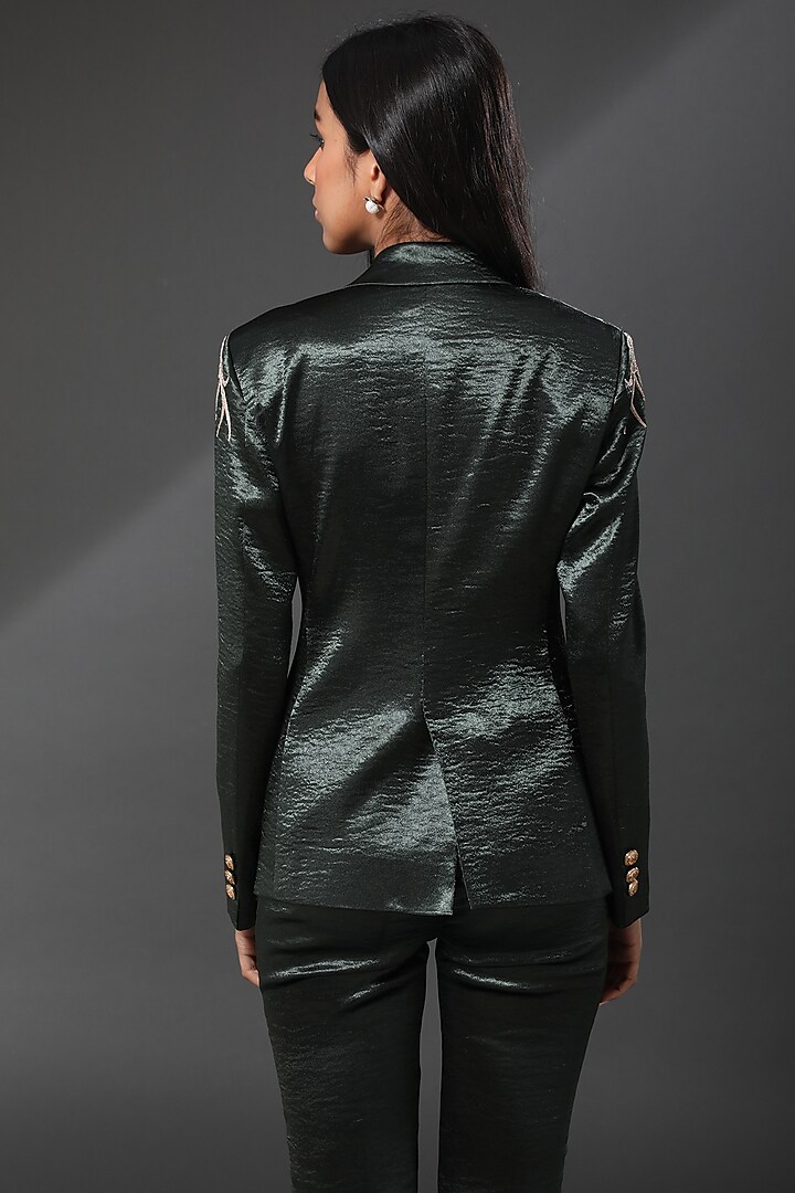Metallic Gold Embellished Blazer by Zeefaa at Pernia's Pop Up Shop