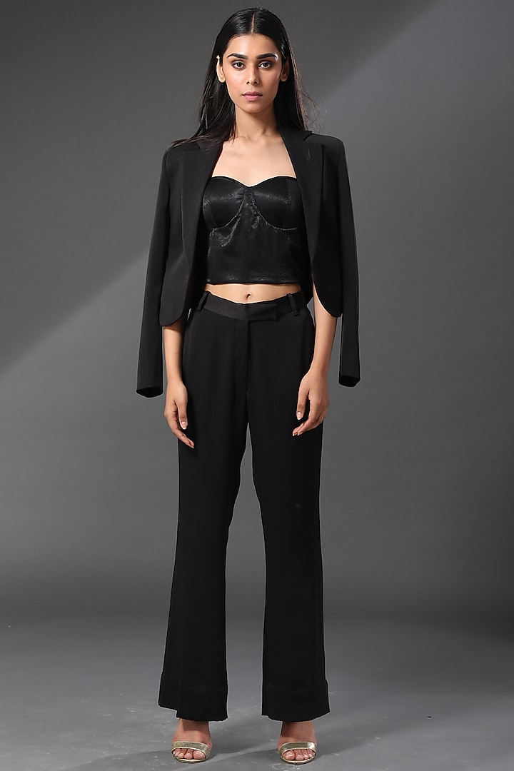 Black Embellished Blazer by Zeefaa